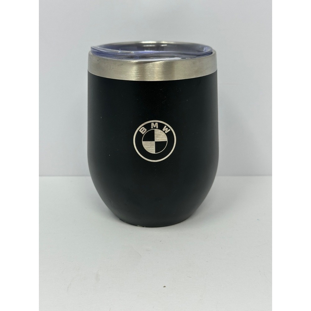 BMW Black Insulated Stainless Steel Wine Tumbler w/ Lid Low Ball T6